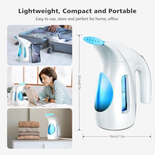 HiLIFE Steamer for Clothes, Portable Handheld Clothing Steamer, 240ml Big Capacity, 700W, Strong Power, Fabric Quick Wrinkle Remover for Home, Office(ONLY FOR 120V)-Maya Blue