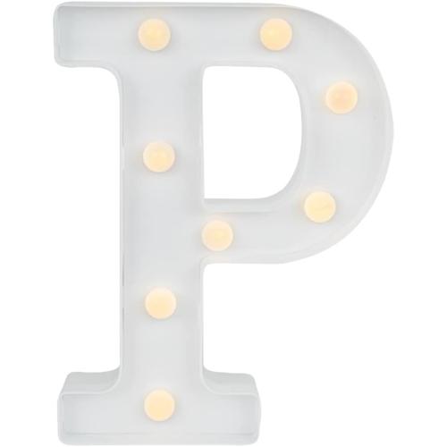 Restaurantware-Illumify 5.8 x 1.2 x 8.7 Inch Light Up Letter, 1 Durable Marquee LED Light - Letter P, Touchproof, White Plastic Party Light, Keyhole Slot, For Parties, Weddings, Or Special Events