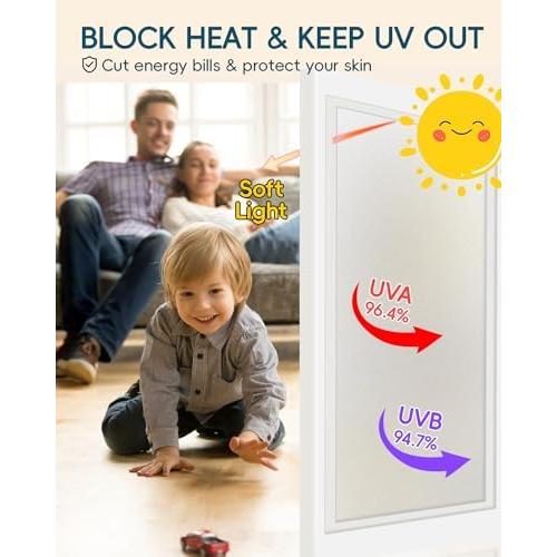 Frosted Glass Window Privacy Film Decorative with Tools, 2 Way Frosting Privacy Film for Glass Door, Static Cling Tint for Home Anti-UV, Covering Clings 23.6 by 77
