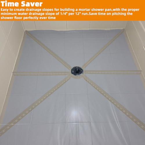 Pitch Shower Kit Sticks for Pitch,Quick Pre Sloped Shower Pan Kit | For Shower Floor Mortar Bed w/Water Drainage Slope,Shower Slope Kit w/Center Ring & 6 Float Stick System for Shower Building