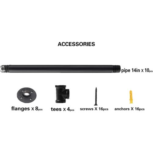 Industrial Pipe Table Leg Set,Metal Legs for Coffee and End Tables, Desks, Nightstand,2Pcs, 28 H × 14 W(Black)