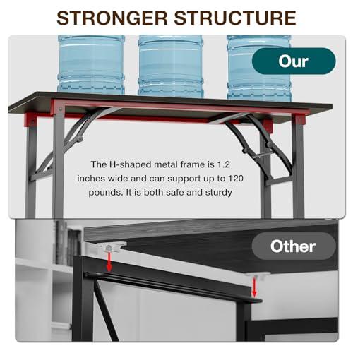 TEMI Small Computer Desk Folding Table - 43.3 Foldable Office Desk, No Assembly, Perfect for Small Spaces in Bedroom, or Apartment, Portable Mini Desk or Study Table Compact Design, Charcoal Wenge