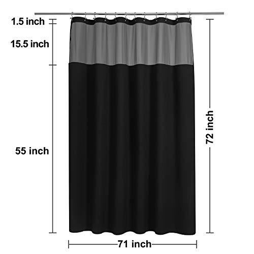 N&Y HOME Waffle Weave Shower Curtain with Snap-in Liner Set Black, 71x72