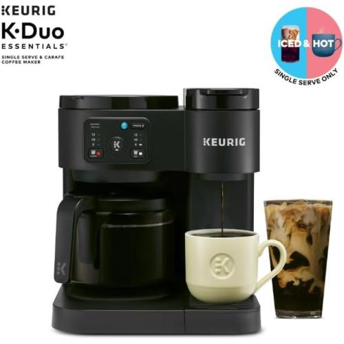 K-eurig K-Duo Essentials, Hot & Iced Single-Serve Pod Coffee Maker & Carafe, Black