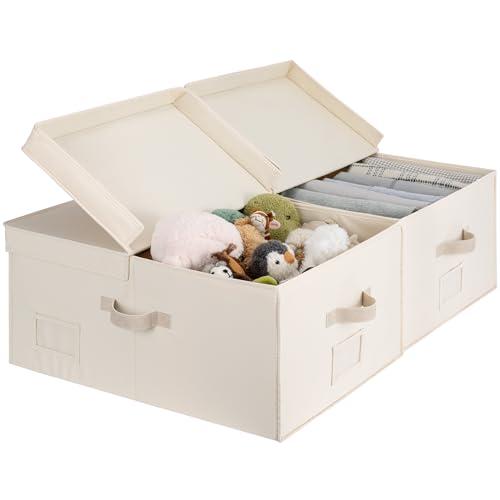 StorageWorks Large Decorative Storage Boxes with Lids, Cream White