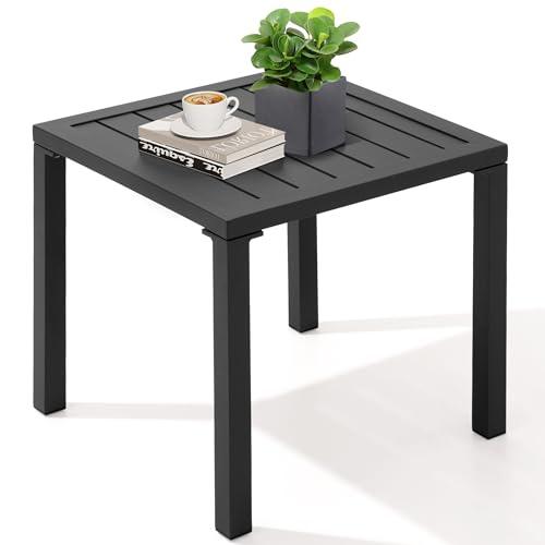 Crestlive Products Aluminum Outdoor Side Table, Pool Lounge Chair Side Table, Weather Resistant Small Square Coffee End Table for Patio, Yard, Garden, Porch, Deck, Indoor, Outdoor