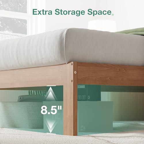 Novilla 12 Inch Wooden Twin Bed Frame, Classic Solid Wood Platform Bed Frame Twin Size, Sturdy Wood Slat Support, No Box Spring Needed, Easy Assembly