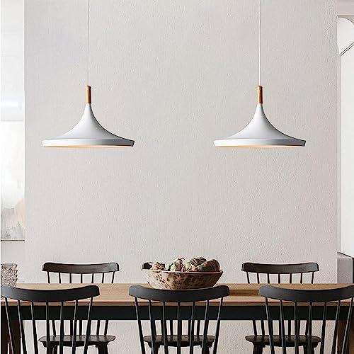 Battery Operated Pendant Light with Remote Control,White Ceiling Pendant Lights Fixtures,Nordic Style Hanging Lamp for Dining Room,Battery Powered Pendant Lighting Fixtures (Whit)