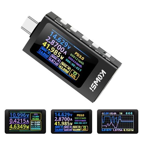 Type-C Tester FORIOT DC4-30V 0-12A Multifunctional Power Meter with 1.14inch IPS Digital Display Multimeter Voltage Current Detector Support PD, QC, MTK and Other Fast Charging Protocol Detection