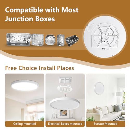 20 Inch Large LED Flush Mount Ceiling Light, 40W,4350LM, 3000K/4000K/6000K CCT Selectable,0.98inch Super Slim Low Profile Round Flat Panel Light for Bedroom,Kitchen,Hallway(White)