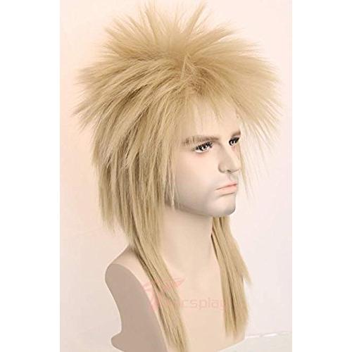 Topcosplay 70s 80s Wig for Women Men Couples Halloween Costumes Wig Rocking Punk Rocker Mullet Wig Blonde