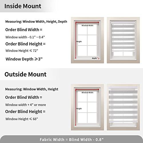 GENIMO Cordless Zebra Blinds for Windows, Dual Layer Roller Window Shades, Sheer or Privacy Light Control for Day and Night, Mini Door Blinds for Home, Office, Easy to Install, Grey, 29 W X 72 H