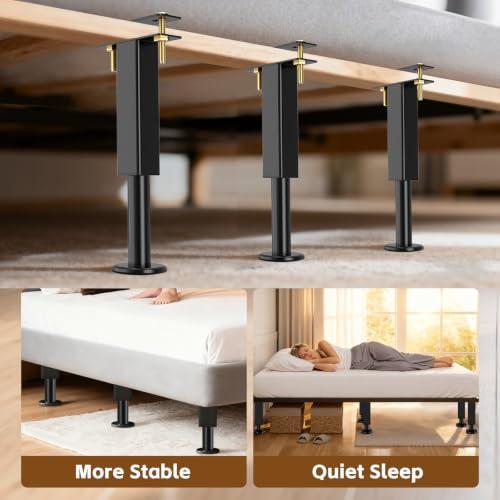 Bed Support Legs, 6PCS Adjustable Height Metal Bed Risers, 10.2-16.5 in