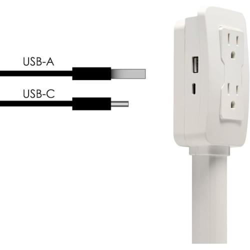 Electrical Outlet Extender. Access Hard-to-Reach Outlets! Features USB-A, USB-C, and 2 AC Outlets, Extends 22-34, Rotates 180°. Use Behind Couches, Nightstands, Desks, and More.