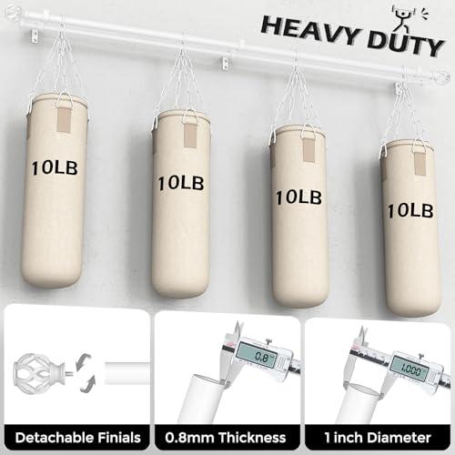 Double Curtain Rod 36-76 Inch, Heavy Duty Dual Rods, White | Decorative Aluminium Twisted Cage Finial, 1 Inch Adjustable Spliced Double Curtain Rods for Windows, All Metal, Easy Install