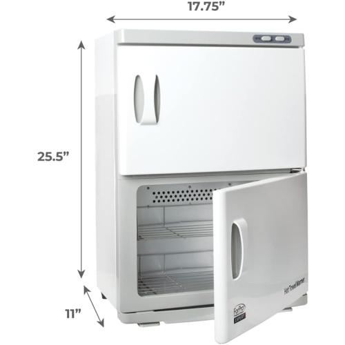 ForPro Professional Collection Expert Double Hot Towel Warmer, 46L Extra Large Capacity, Holds 48 Towels, Rust Resistant Towel Heater with Stainless Steel Racks, 25.5 H x 17.75 W x 11 D, White