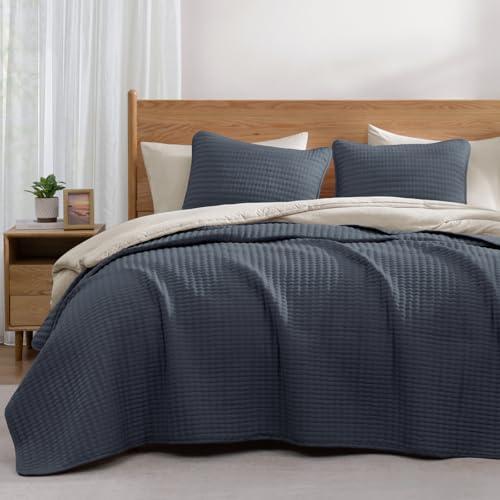 Queen Quilt-Lightweight Bedspreads Blue Grey Queen Size Quilt Bedding Set