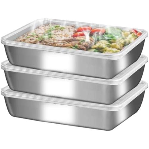 GIUOIDUO stainless steelFood Storage Containers setsstorage box with lidfreezer FrozenKitchen tray with lidOven plateSide dish plate Freezer & Dishwasher Safe