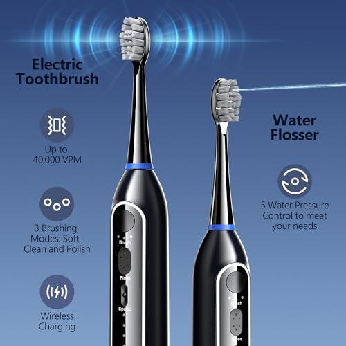 Electric Toothbrush with Water Flosser Combo