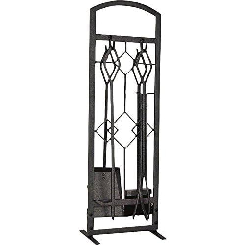 Rocky Mountain Goods Fireplace Tool Set - Brush, Poker, Shovel, Tongs, Stand - Heavy Duty Steel Construction (Natural)