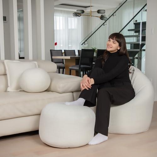 White Gouchee Home Dotcom Woolly Bean Bag Pouf