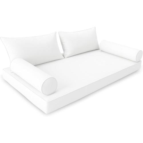 Outdoor Daybed Cushion Cover Twin,Daybed Mattress Bolster Pillow Fitted Sheet Cover,Twin Size Outdoor Daybed Cushion Covers (White, 75 * 39 * 6in)