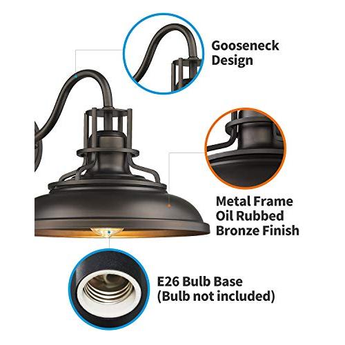FEMILA Indoor Outdoor Wall Sconces, Gooseneck Barn Light Vintage Farmhouse Wall Lamp, Oil Rubbed Bronze Finish, 4FY15-1W ORB