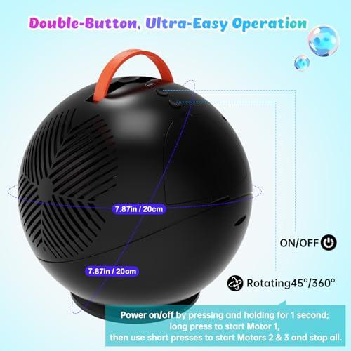 Bubble Machine for Kids, 45°/360° Rotating Bubble Blower with RGB LED Light