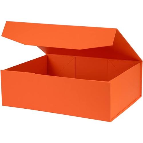 Upgrade 1Pcs Orange Extra Large Gift Box with Lid,16.5 x13 x5 Inches, Hard Magnetic Gift Boxes for Presents Wedding Dress Box Storage,Reusable Foldable Bridesmaid Box