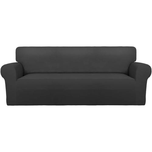 2 pack Super Stretch Sofa Slipcover – Spandex Non Slip Soft Couch Sofa Cover, Washable Furniture Protector with Non Skid Foam and Elastic Bottom for Kids, Pets （Sofa, Dark Gray）