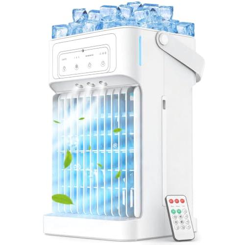 Portable Air Conditioners, 3 Speeds, 3 Mist Settings, 40oz XL Water Tank, 2~8h Timer & 7-color Ambient Lights, Air Conditioner Portable, Personal Small Mini Air Conditioner Air Cooler for Room Bedroom