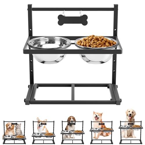 ADENGL Elevated Dog Bowls for Dogs,Raised Dog Bowl Stand with Two 1700ML Stainless Steel Bowls, Adjustable Tall Dog Food Water Bowls