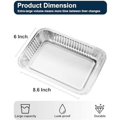 Drip Pans for Weber, Disposable Aluminum Foil Grease Trays for Weber Grills, Universal Replacement Liners for Weber Series, 8.6 x 6 - 20 Pcs