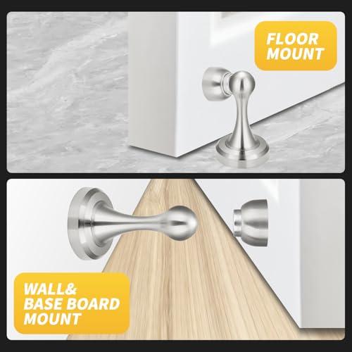 Magnetic Door Stop - Heavy Duty Door Stopper, Premium Stainless Steel, Anti-Rust, Suitable for Various Door Types, Wall & Floor Mount, 1 Pack (1, Stainless Steel)