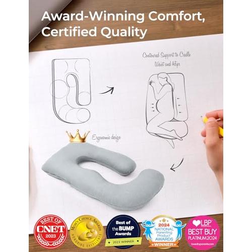 Momcozy Pregnancy Pillow for Sleeping - U Shaped Full Body Maternity Pillow