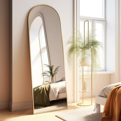 Arched Full Length Mirror - 1858 Floor & Wall Mounted Mirror for Bedroom & Living Room, Gold