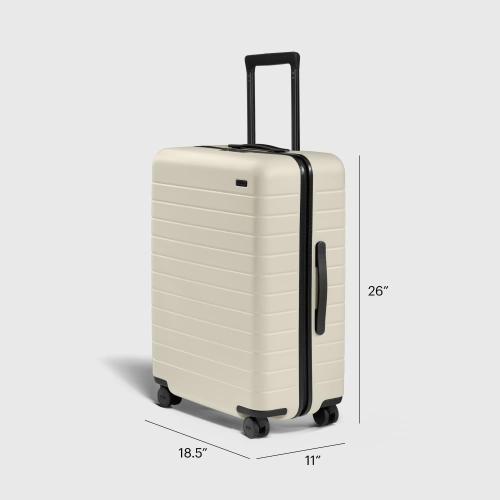 Away Medium Checked Luggage - 26-Inch Lightweight Hardside Suitcase with Custom WhisperGlide 360° Wheels, Interior Compression System, TSA-Accepted Lock - Salt White Matte