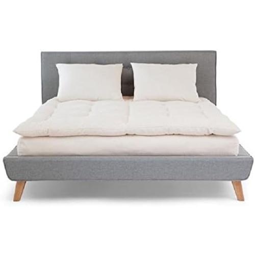 90 X 90 White Lotus Home Organic Cotton Mattress Topper with 100% Organic Twill Outer Case, Off White