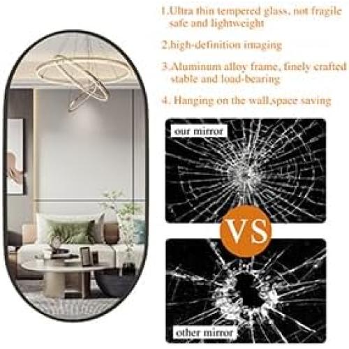 Protylctaster Oval Bathroom Mirror,20x28'' Wall Mirror,Bathroom Mirror Oval,Pill Shaped Mirror,Entryway (Black)