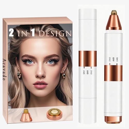 Acavado 2-in-1 Dual Head Eyebrow Trimmer & Flawless Facial Hair Removal for Women, Painless & Gentle Facial Hair Remover for Brows, Chin, Upper Lip, Cheeks, Type-C Charging for Women AS1