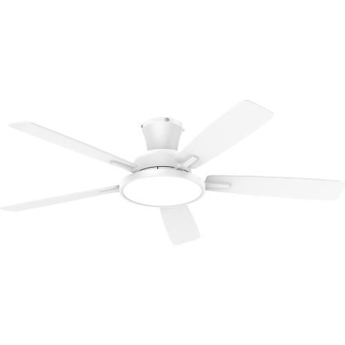 TALOYA Ceiling Fans with Lights and Remote, 52 inch Low Profile Ceiling Fan with Nightlight, Flush Mount, Reversible, 3CCT, Dimmable White Modern Ceiling Fan for Bedroom, Living Room, Outdoor Patio