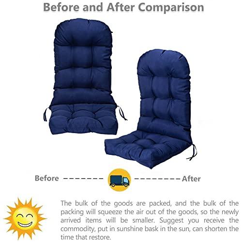 Black Set of 2 Waterproof Adirondack & Rocking Chair Cushion Indoor and Outdoor High Back Patio Cushions with Ties