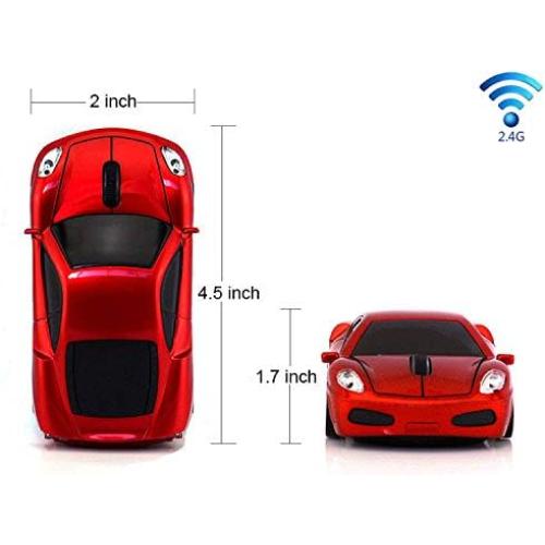 Jinfili Sleep Sport Car Shaped Wireless Computer Mouse Ergonomic Gaming Optical Mouse USB 2.4G Mini Receiver Office Accessories for PC Windows Laptop Notebook Mac