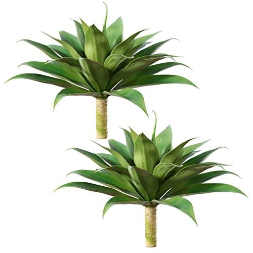 Artificial Plants Fake Agave Wavy Succulent Plant Big Size Faux Succulents Stems for Indoor Outdoor Realistic & Natural Home Decor Plants for Office Housewarming 2 Pack