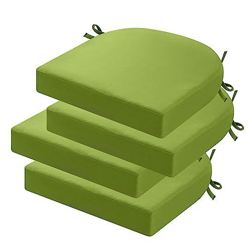 idee-home Outdoor Chair Cushions Set of 4, Thick 19 x 19 x 3 Outdoor Seat Cushions Patio Furniture Waterproof with Ties, Dining Pads