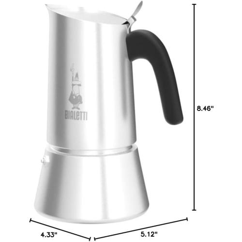 Bialetti - New Venus Induction, Stovetop Coffee Maker, Suitable for all Types of Hobs, Stainless Steel, 6 Cups (7.9 Oz), Silver