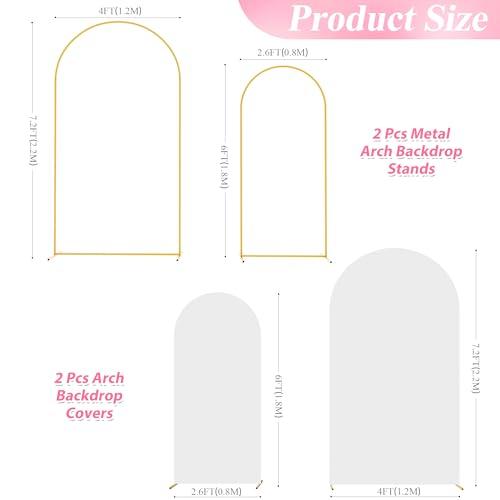 Wokceer Wedding Arch Backdrop Stand and Cover Set of 2,Arch and White Cover