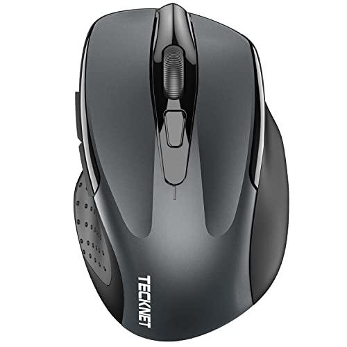 TECKNET Wireless Mouse, BT 5.0/2.4G, Silent 4800 DPI 6 Buttons, Grey