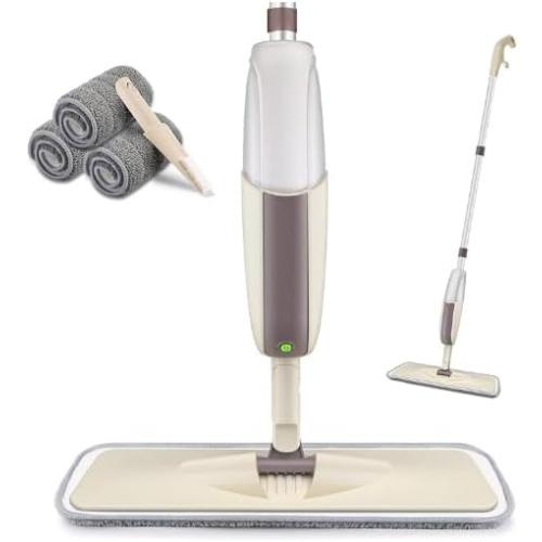 HOMTOYOU Spray Mops for Floor Cleaning: Wet Mop with 3 Washable Pads