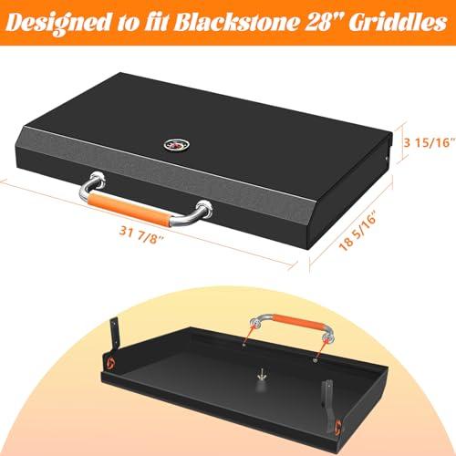 Hinged Lid for Blackstone 28 inch Griddle, Hood Hard Cover Hinged Lid with Thermometer for Blackstone 28 Grill Griddle Lid 1517 1853 1605 1856 Replacement Parts Tabletop Accessories